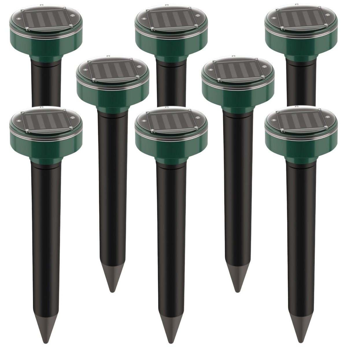 ZLieatmp solar mole repellent stake in ground deters burrowing pests safely in outdoor spaces.