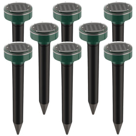 ZLieatmp solar mole repellent stake in ground deters burrowing pests safely in outdoor spaces.