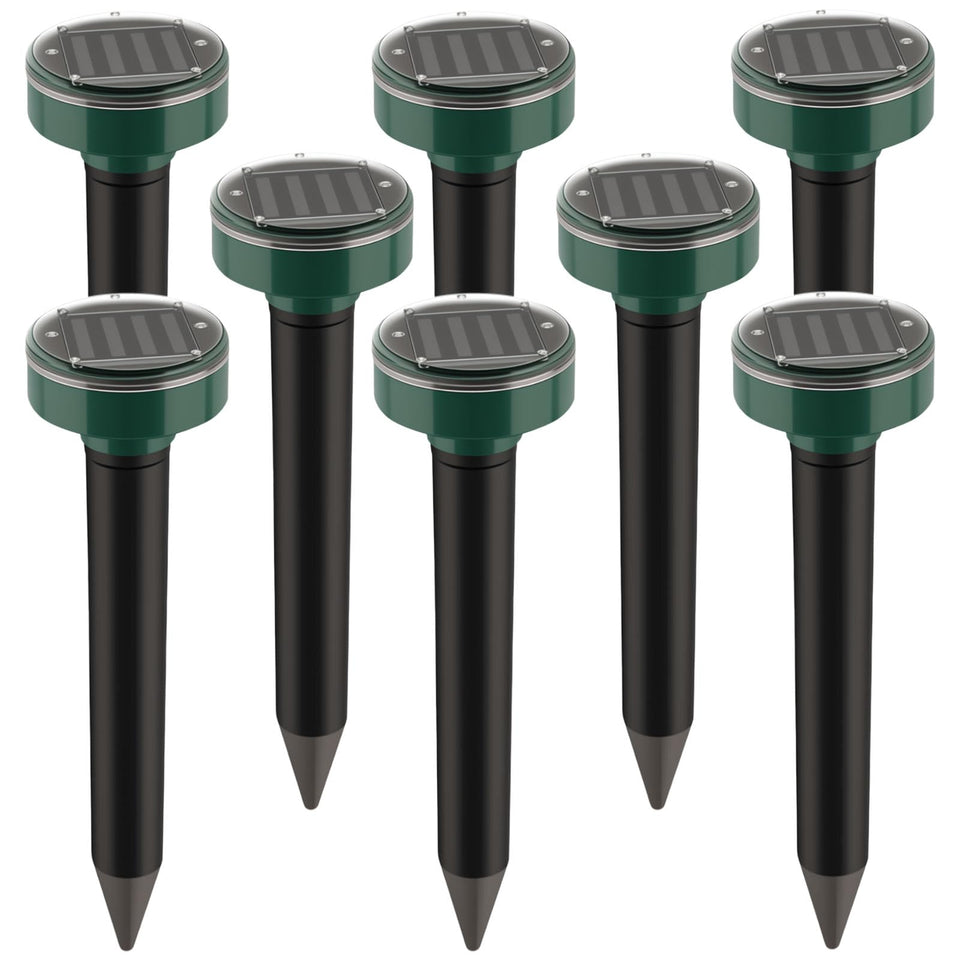 ZLieatmp solar mole repellent stake in ground deters burrowing pests safely in outdoor spaces.