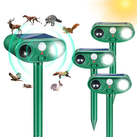 ZLieatmp solar-panel outdoor unit powering humane wildlife deterrence for yard protection