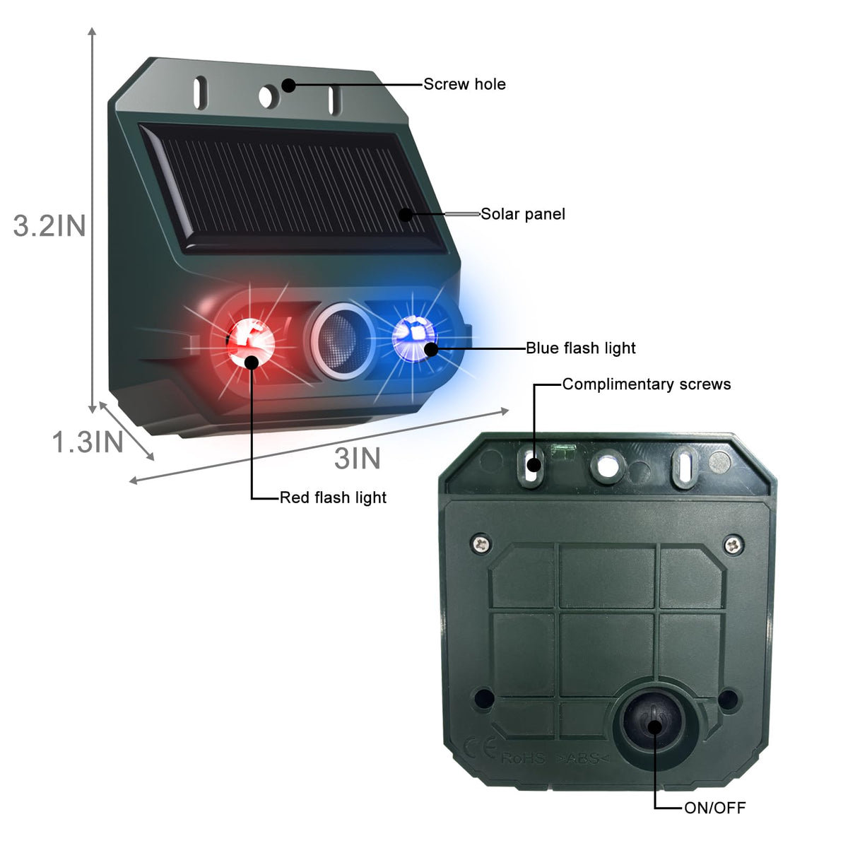 Mounting hardware enables easy wall or fence installation.