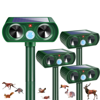 ZLieatmp Sonic Fortress Pro deer repellent with solar panel protects garden beds automatically