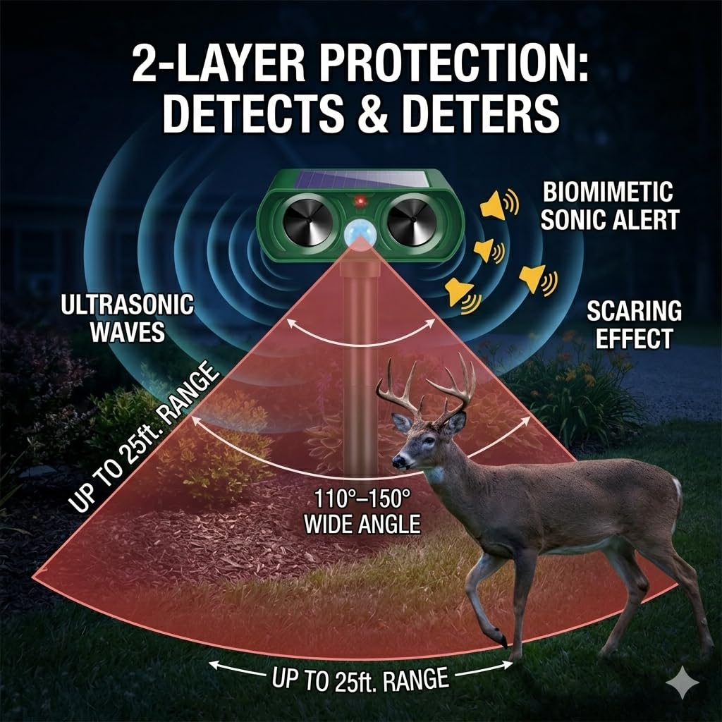 ZLieatmp Squirrel Fortress Pro ultrasonic emission helps deter rabbits, raccoons, and other wildlife