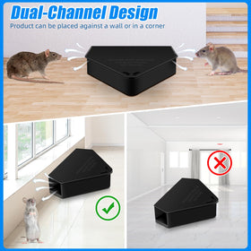 ZLieatmp triangular-rodent-station fits into corners for discreet placement.