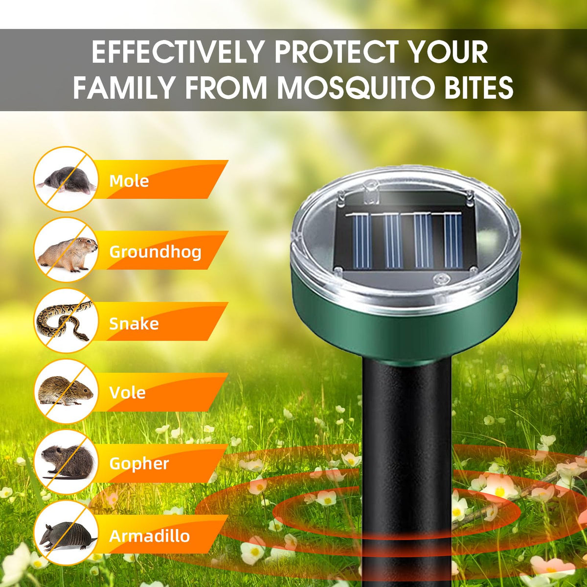 ZLieatmp yard deterrent stakes protect vegetable gardens and lawns from moles and gophers.