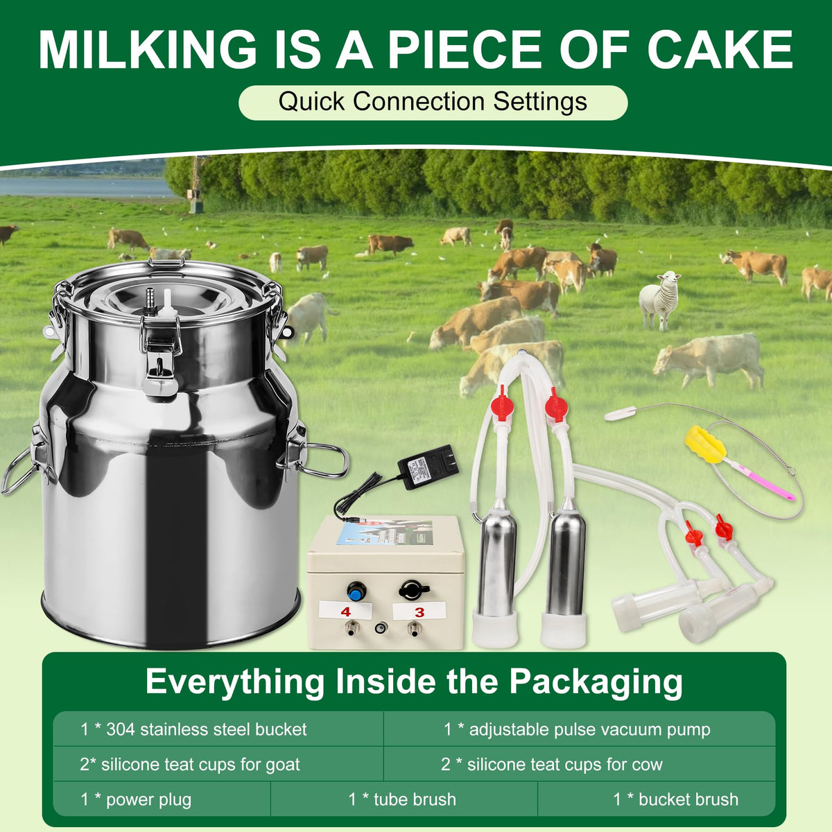 Zlshmoee cordless milker powered by 5200mAh battery for mobile dairy tasks