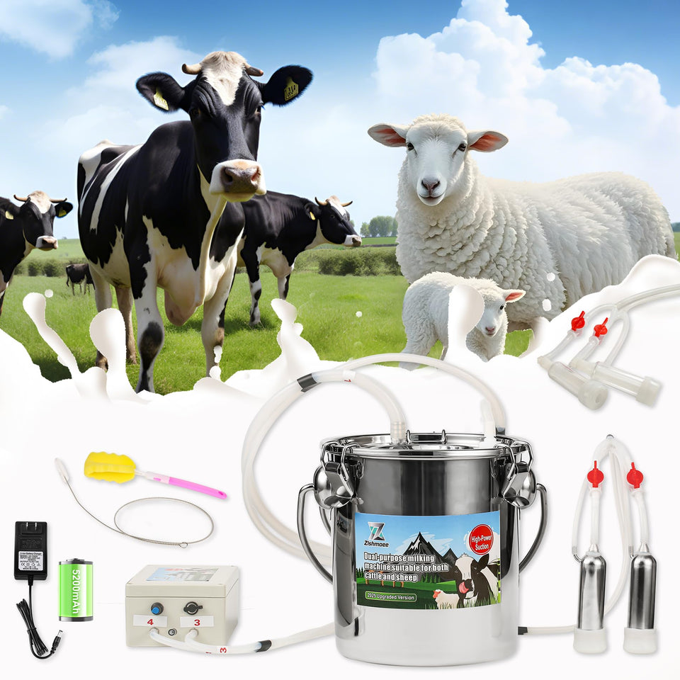 Zlshmoee Upgrade 2-in-1 milking machine setup for goats and cows, ready to use.