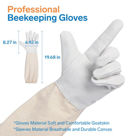 ZMHBKPS Beekeeping gloves goatskin leather and canvas for durable grip.