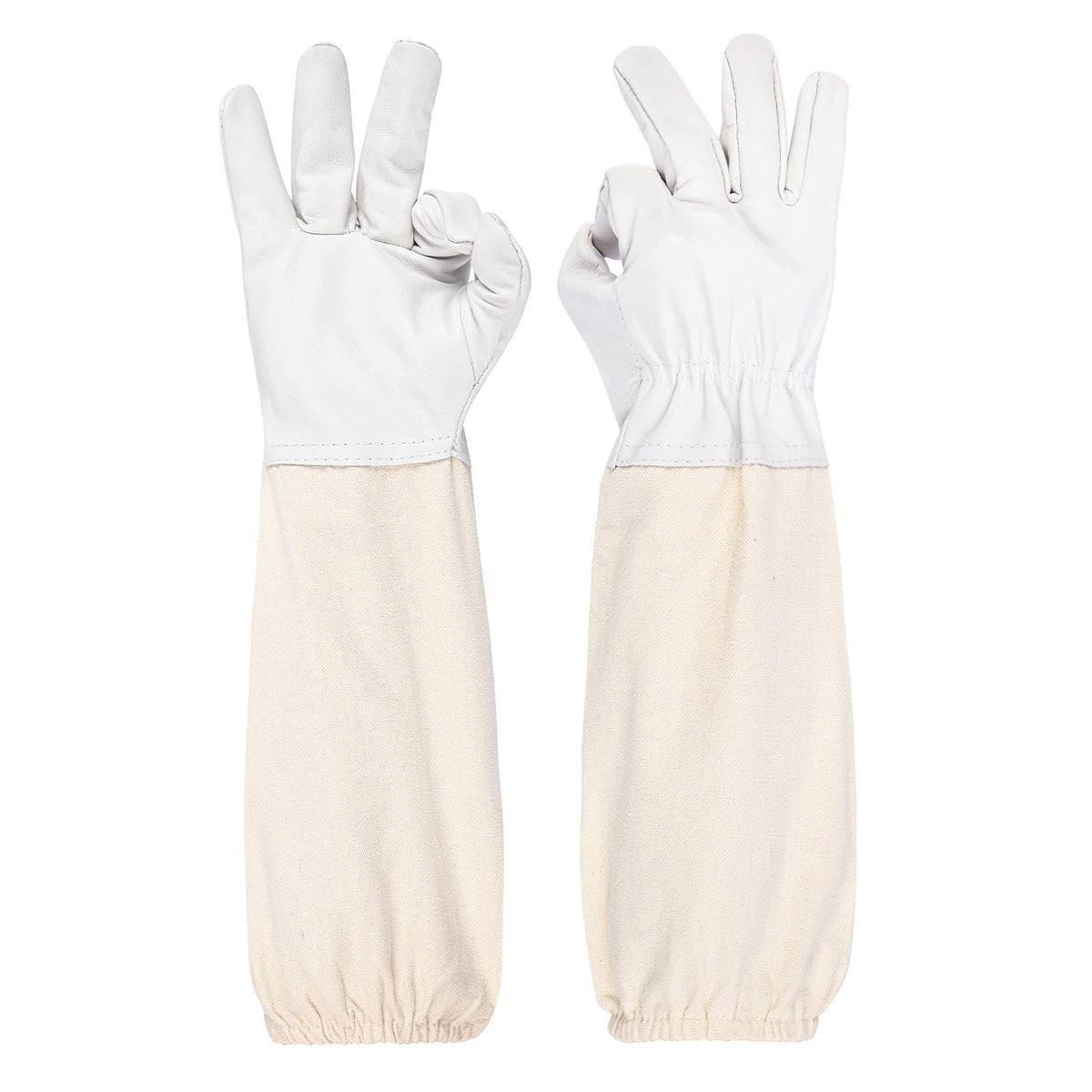 ZMHBKPS Beekeeping Gloves with thickened goatskin palm protect hands during hive inspections.
