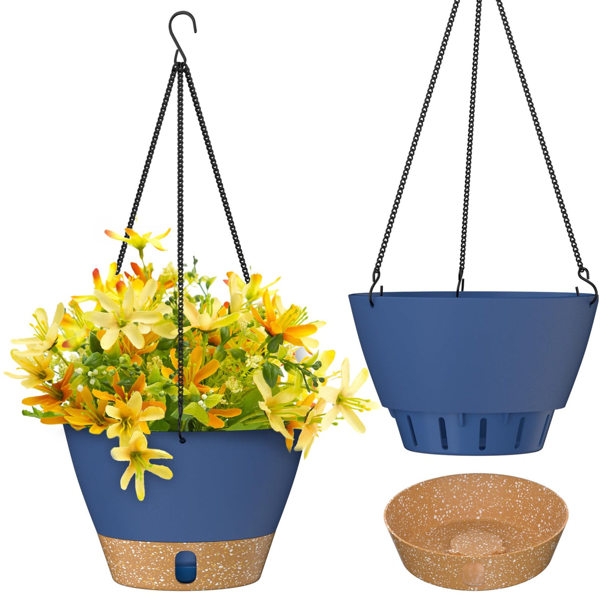 ZMTECH 2-pack 10-inch hanging planter with visible water window for real-time moisture checks