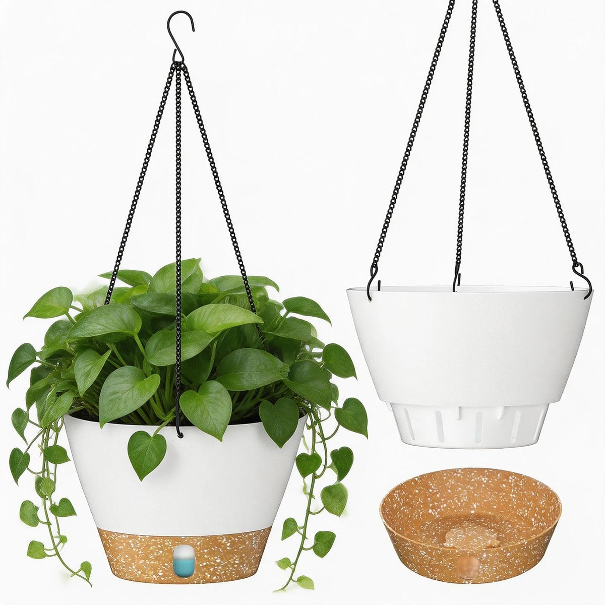 ZMTECH 2 Pack 10-Inch planter with visible water level window for real-time monitoring.