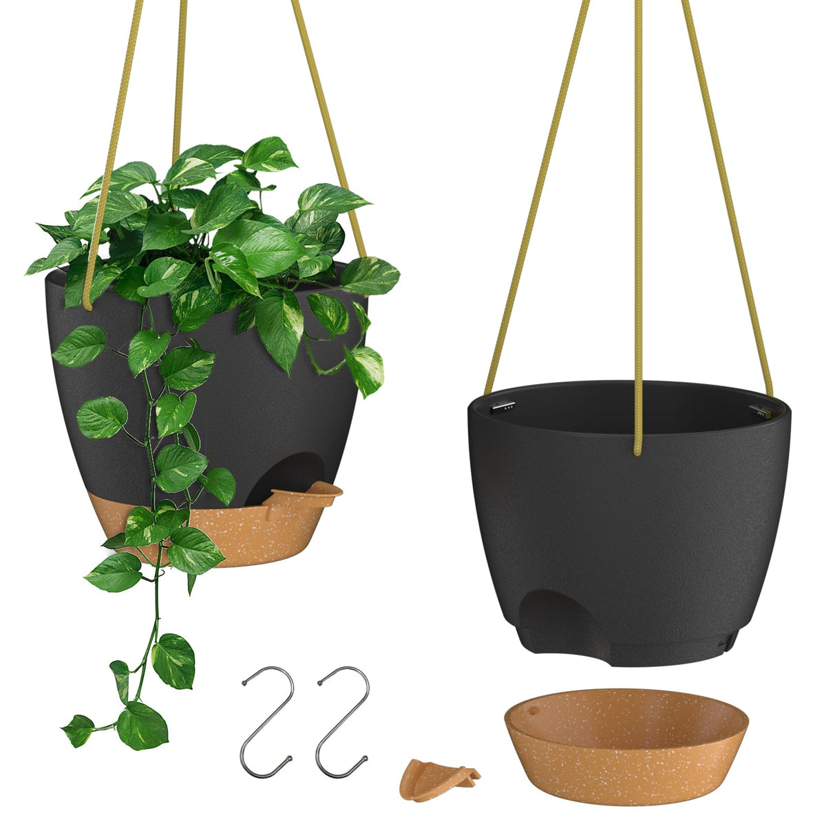 ZMTECH 6.5-inch hanging planter front view showing durable, weather-ready design for indoors or outdoors.