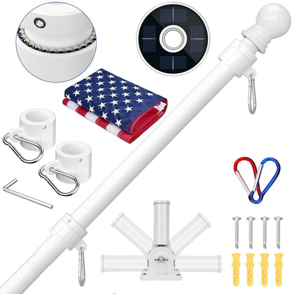 ZMTECH 6ft flag pole kit with solar light for day and night display