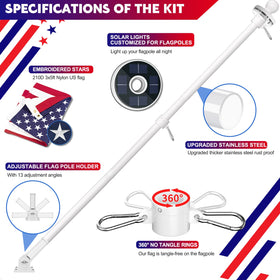 ZMTECH American flag on pole shows patriotism with weather-ready flag
