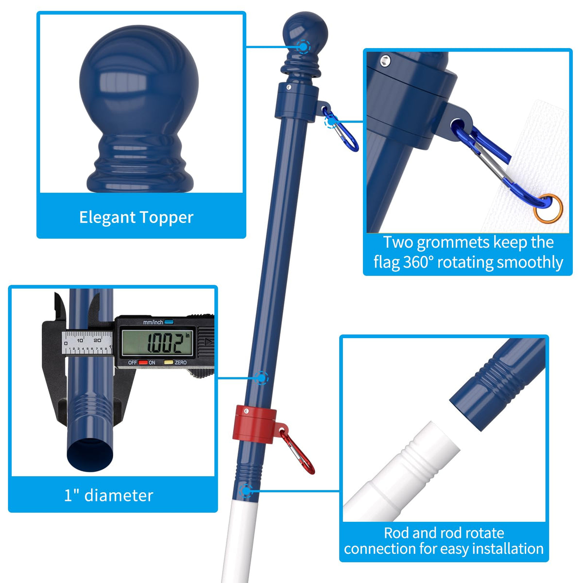 ZMTECH stainless steel pole highlights rust-free durability outdoors