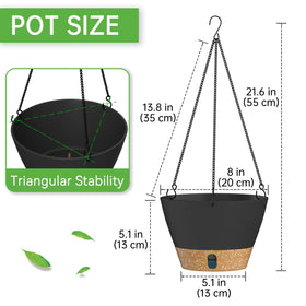ZMTECH 8 inch planter with rust resistant triangle chains for durable hanging
