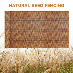 ZNCMRR privacy view with woven reeds blocks sun while letting light through.