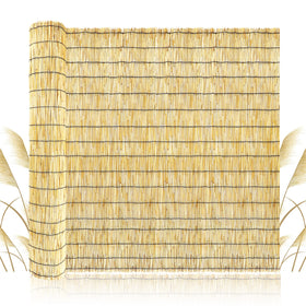 ZNCMRR reed fencing roll privacy screen on balcony offers natural shade and privacy.
