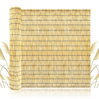 ZNCMRR reed fencing roll privacy screen on balcony offers natural shade and privacy.