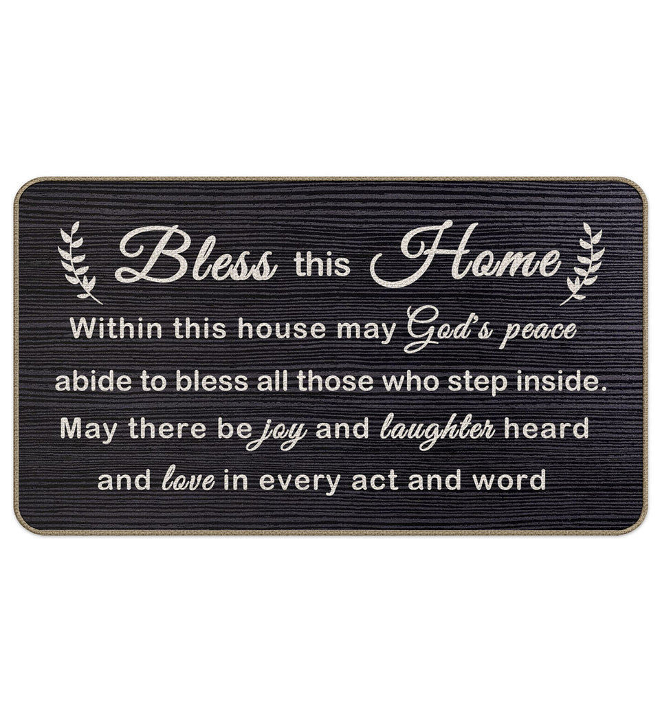 ZNGFON Bless This Home doormat at the front door welcomes guests while trapping dirt.