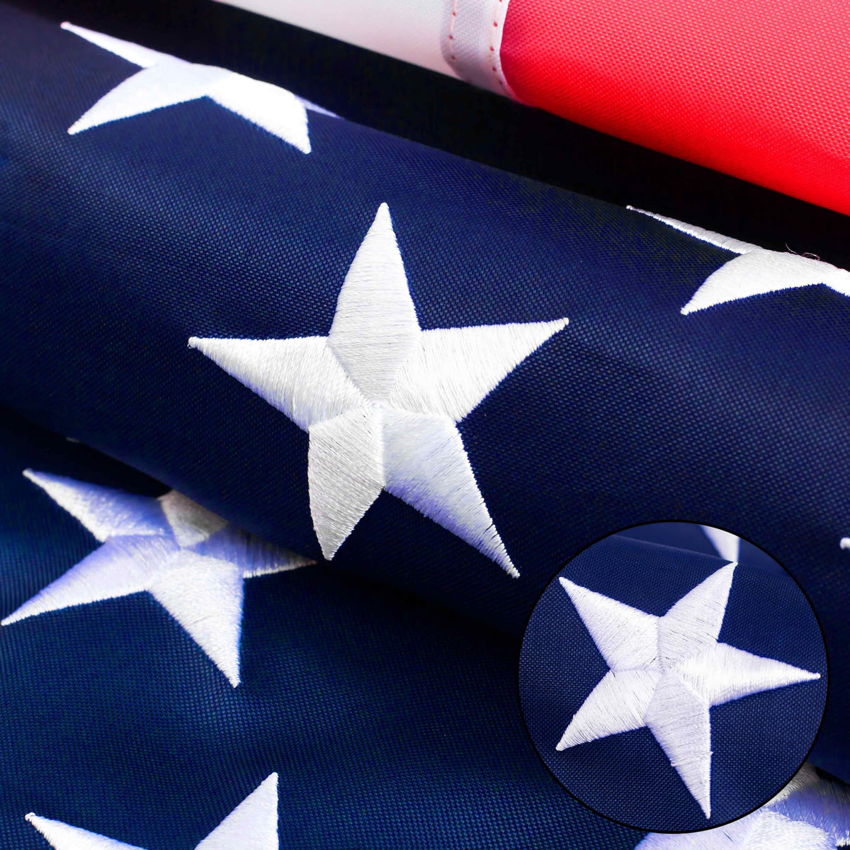 ZNNOPAX American flag with embroidered stars for durable outdoor display.