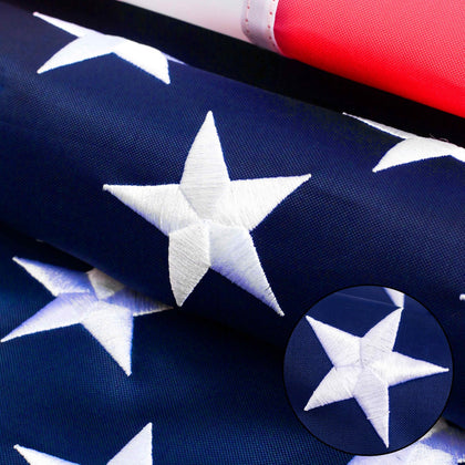 ZNNOPAX American flag with embroidered stars for durable outdoor display.