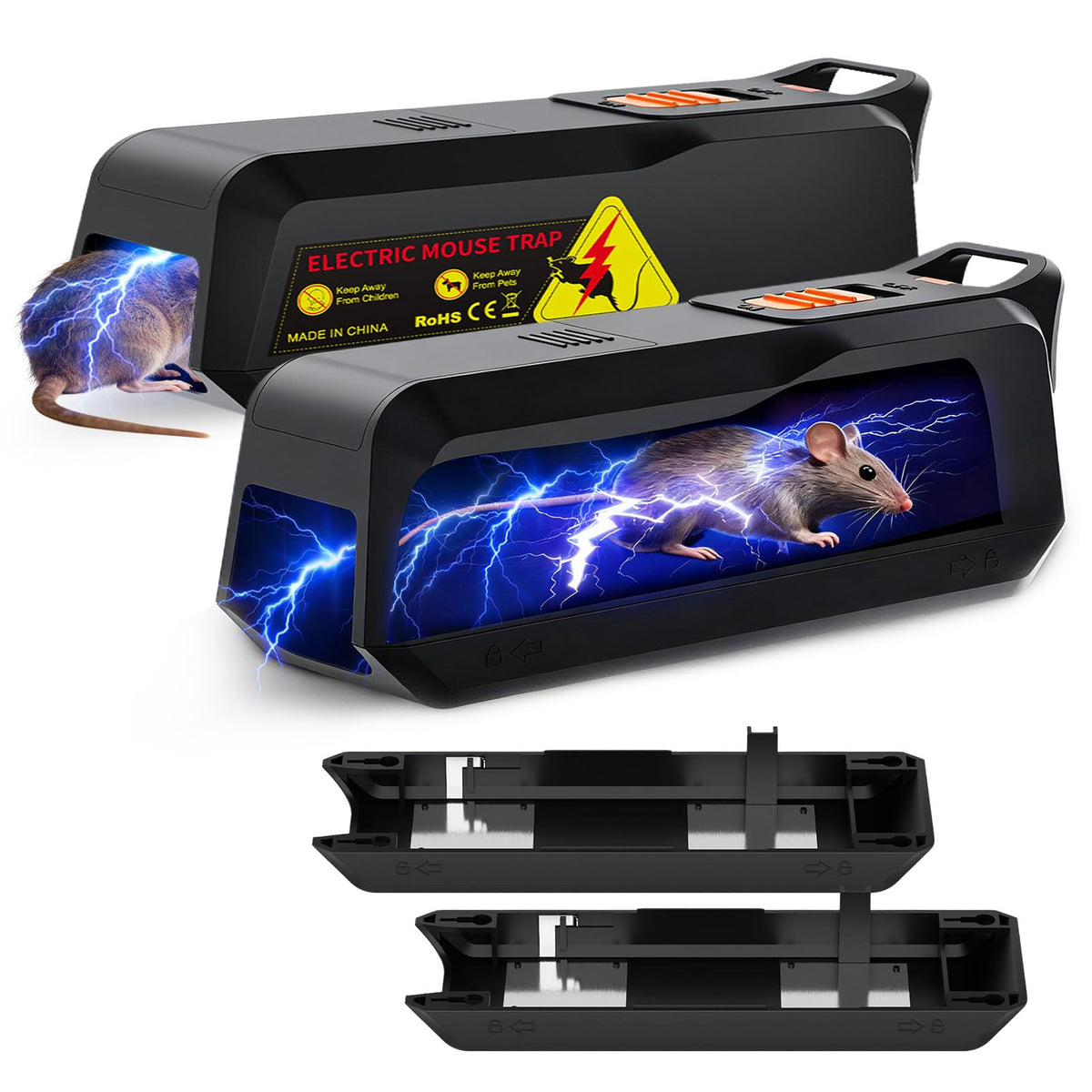 ZNZTO Electric Mouse Trap 2-Pack front view for compact indoor use.