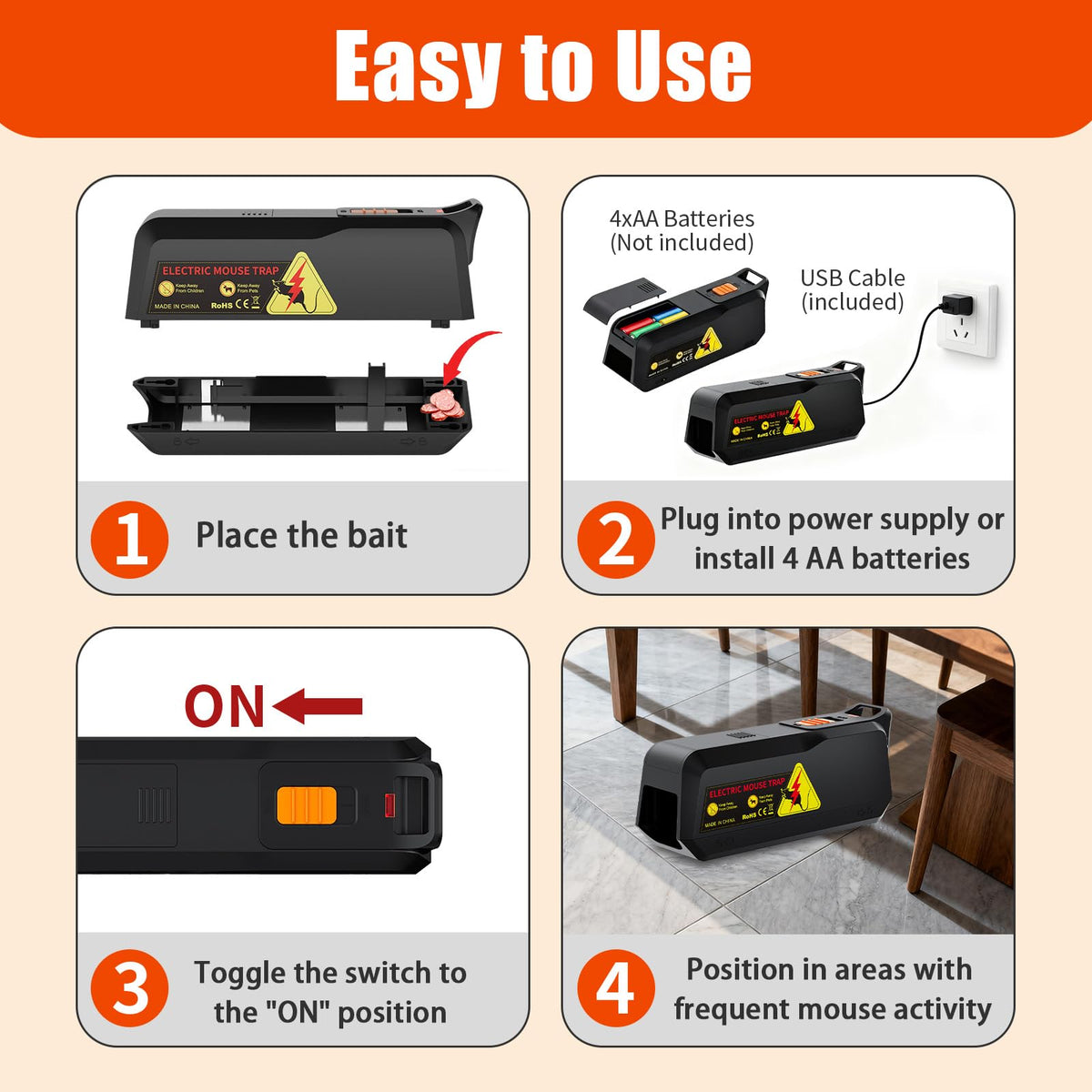 ZNZTO Electric Mouse Trap 2-Pack no-touch dump for hygienic disposal.