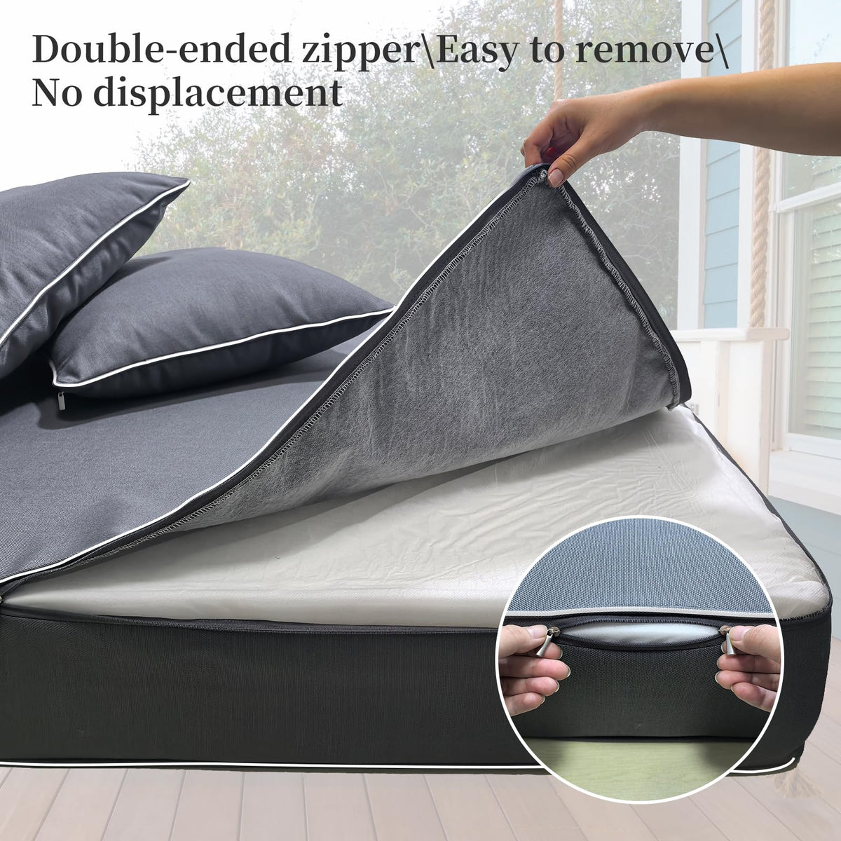 ZOALXZNT piping-edge detail maintains shape for a neat, professional look.
