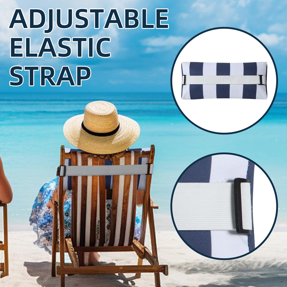 ZOBGOWE navy striped cushions provide stain resistance for patio use.