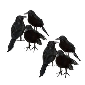 ZODIFEVI Bonarty 6X crows perched on a branch for lifelike Halloween ambiance.