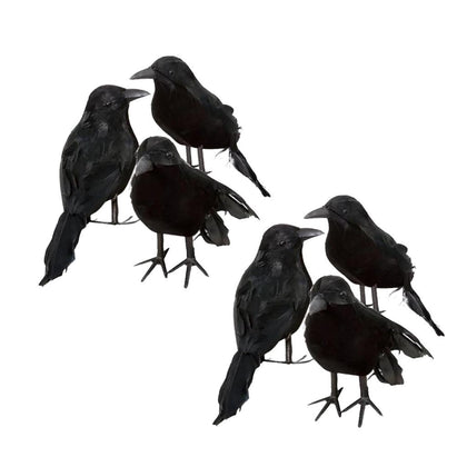 ZODIFEVI Bonarty 6X crows perched on a branch for lifelike Halloween ambiance.
