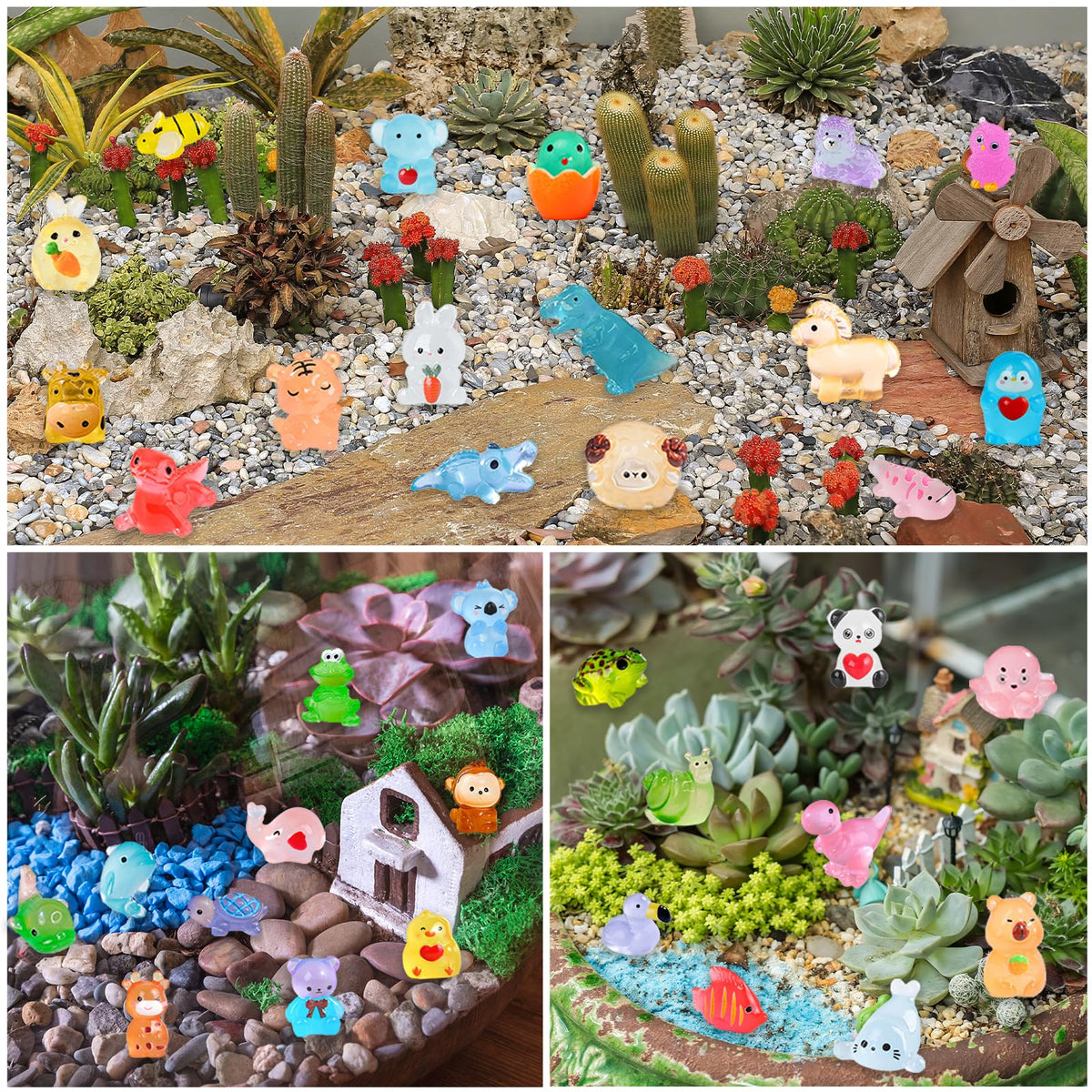 ZODUXI glow mini resin animals variety pack for DIY gardens.