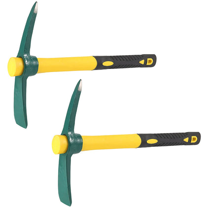 ZOENHOU 2 pack garden pickaxe with fiberglass handle for easy digging