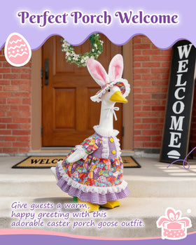 ZOES HOMDECO bunny ear headband enhances the look with playful Easter vibes.