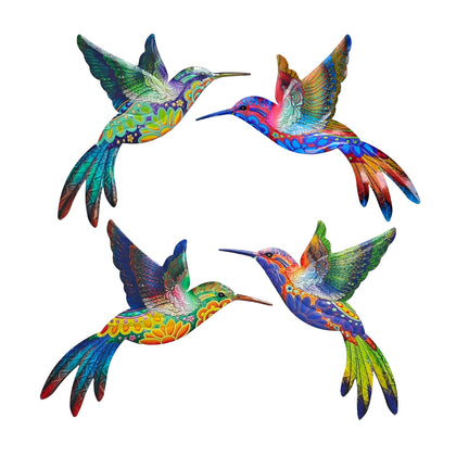 Zoihet hummingbird wall art four-pack on wall enhances garden decor with dimensional color