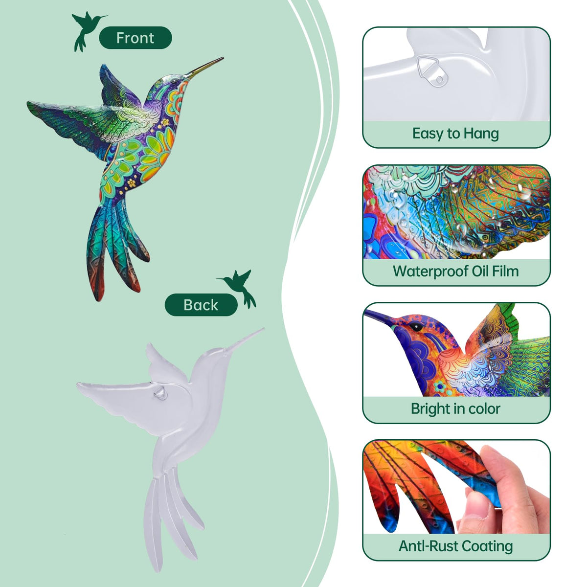 Zoihet waterproof metal hummingbird decor designed for outdoor use