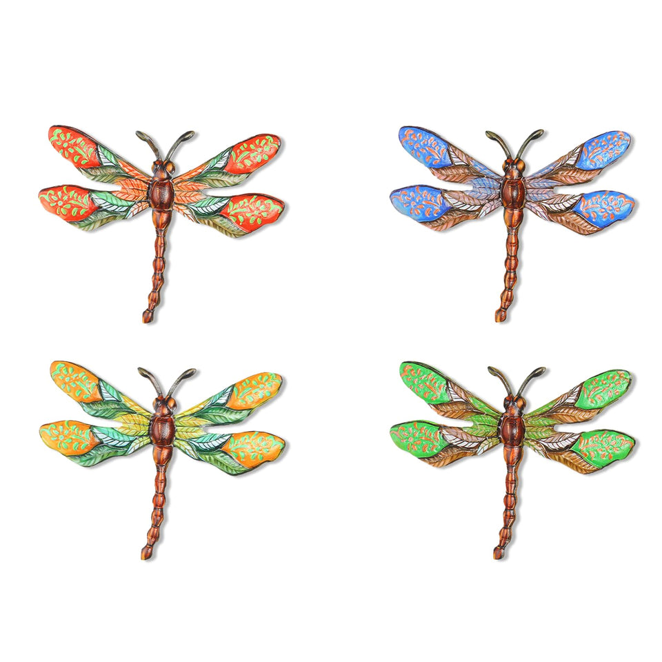 Zoihet metal dragonfly wall decor adds vivid 3D color to outdoor walls.