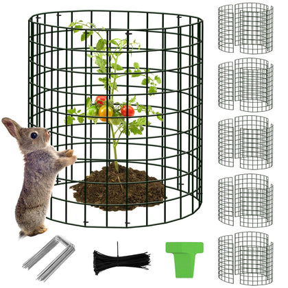 ZOKCC plant protector cages assembled around a young plant to deter animals.