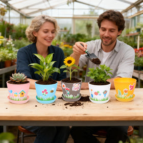 Zoketriton flower pot stickers with self‑adhesive backing for quick decorating.