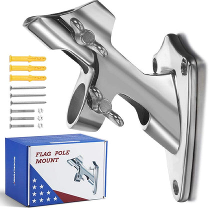 ZOMCHAIN flag pole bracket in polished 316 stainless steel for outdoor durability.