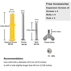 ZOMCHAIN screw and bolt fitting kit accompanying bracket