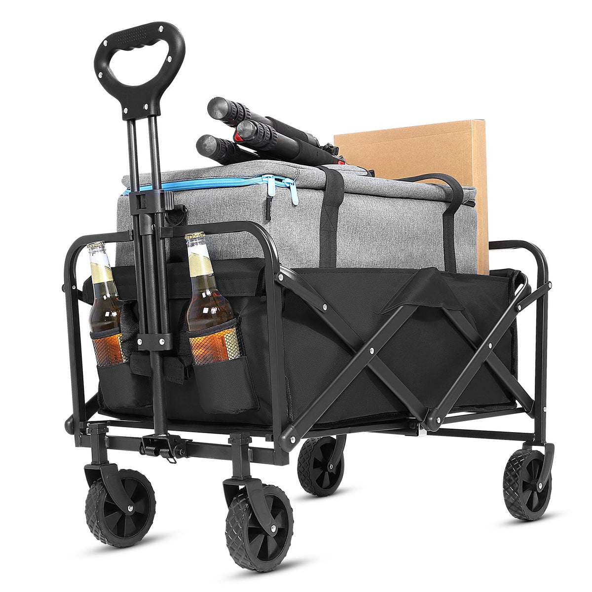 ZOMEYLPO collapsible wagon folded compactly for easy storage and transport.