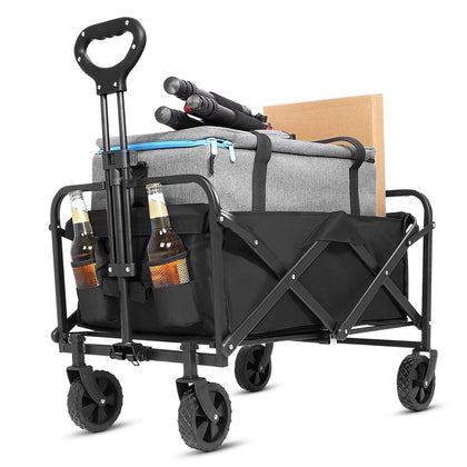 ZOMEYLPO collapsible wagon folded compactly for easy storage and transport.