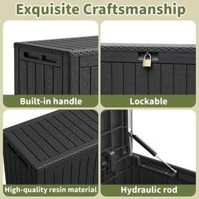 ZOMEYLPO deck box top doubles as a sturdy outdoor bench.