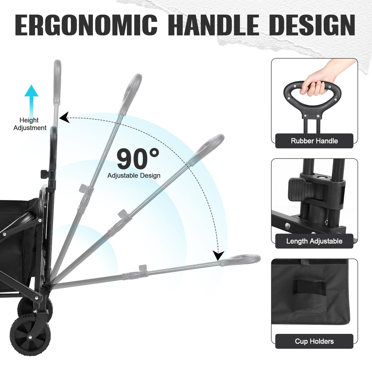 ZOMEYLPO wagon shows adjustable handle for ergonomic pulling.