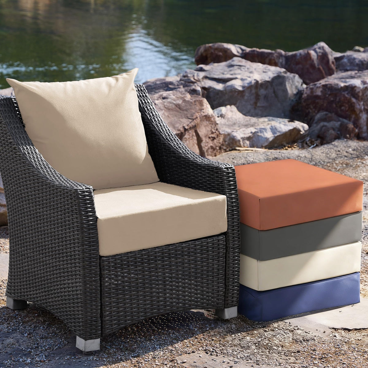 Zonamat cushions with adjustable ties and hidden zipper stay secure