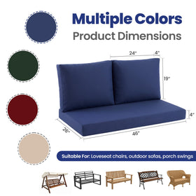 Zonamat navy blue cushions enhance patio aesthetics and comfort.
