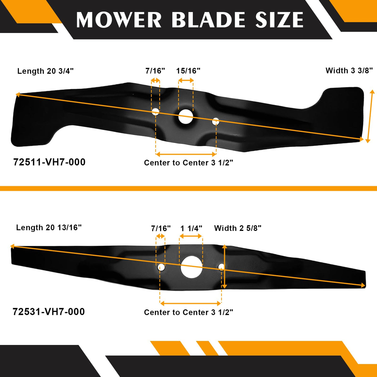 ZONEWO 72511-VH7-000 lower high lift blade boosts bagging and discharge performance.