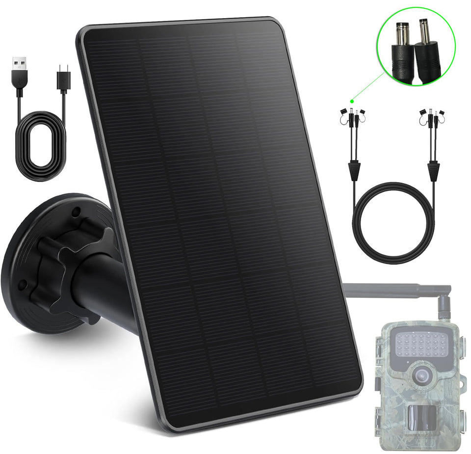 Zonkasion Trail Camera Solar Panel front view powering cameras in remote terrain